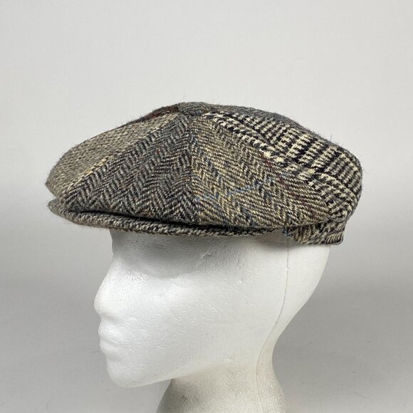 Harris Tweed Patchwork Wool Newsboy Cabbie Hat Cap Handwoven Made in Scotland - Picture 1 of 9